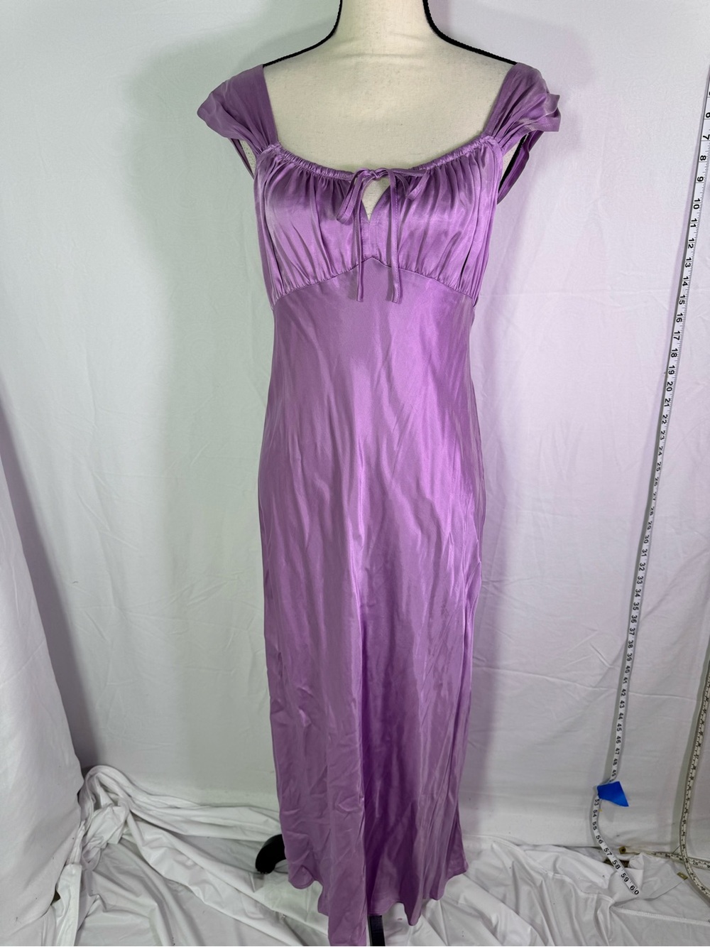 Madewell Lavender Satin Slip Dress Ruched Bust Midi NWT Size S 4